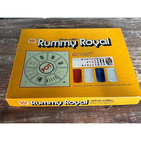 Whitman Rummy Royal Deluxe Edition Card Game Board Chips Ages 7 to Adult - Picture 2 of 9